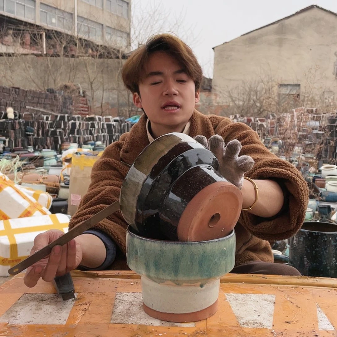 无铅玻璃宜兴紫砂花盆16/12