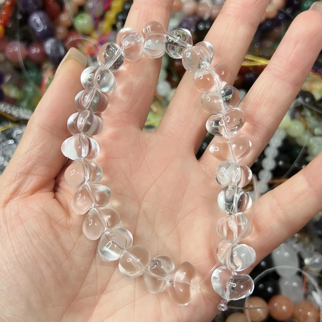 玛瑙/玉髓未镶嵌珠宝半成品，压电白水晶屁桃爱心25颗