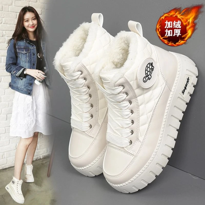 雪地靴女皮毛一体冬季2025新款加绒加厚底保暖防滑高帮棉鞋女34码