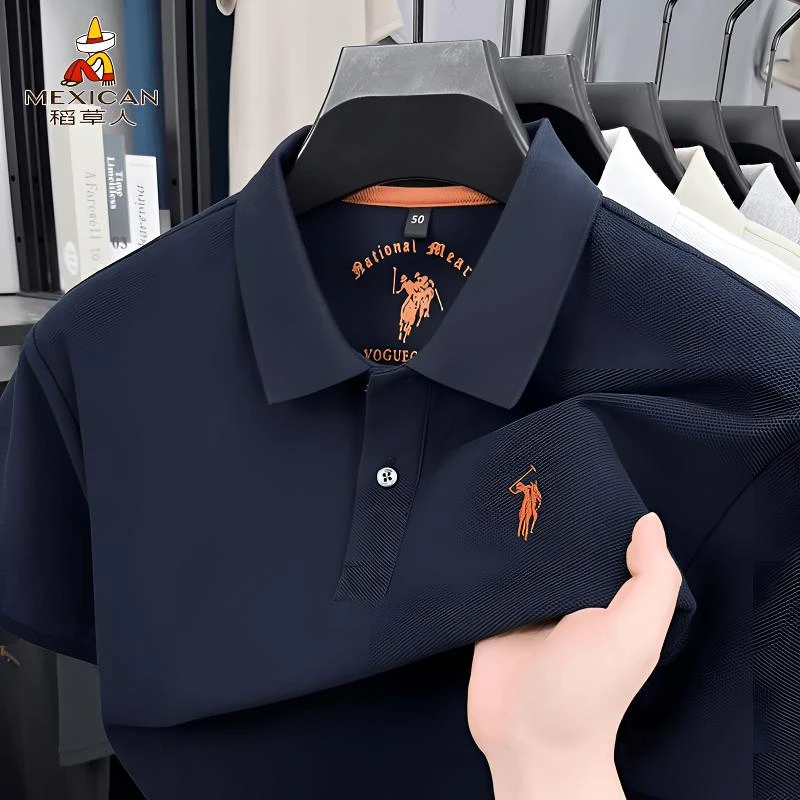 【官方正品】稻草人轻奢痞帅男装刺绣POLO衫潮流百搭商务翻领T恤衫·