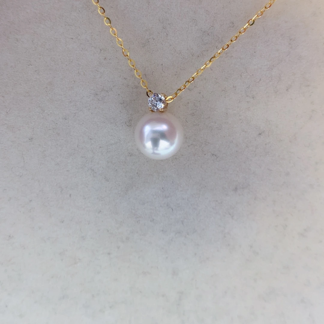 海水珍珠8-8.5mm ak戴妃白18K金镶嵌