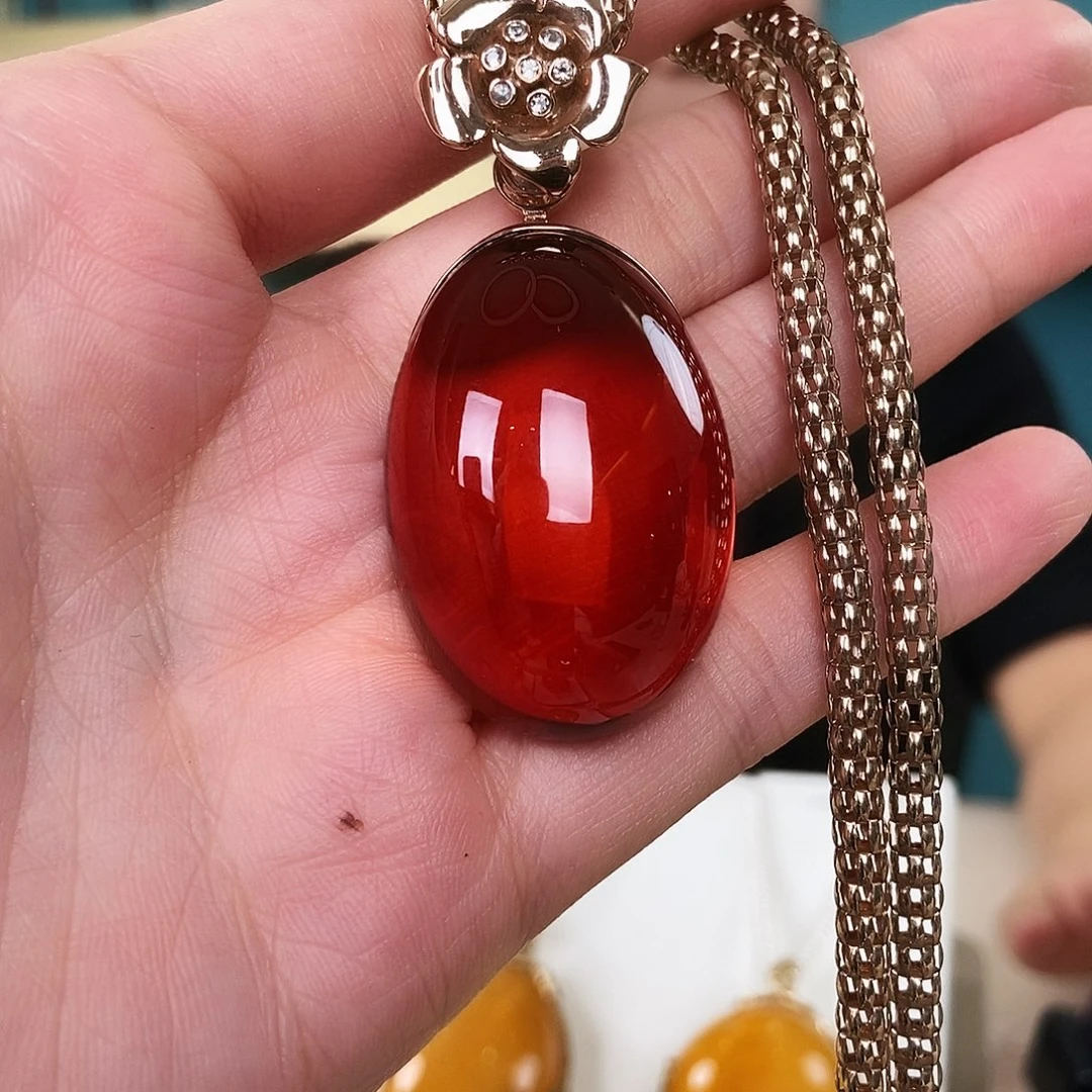 琥珀银S925镶嵌颈饰