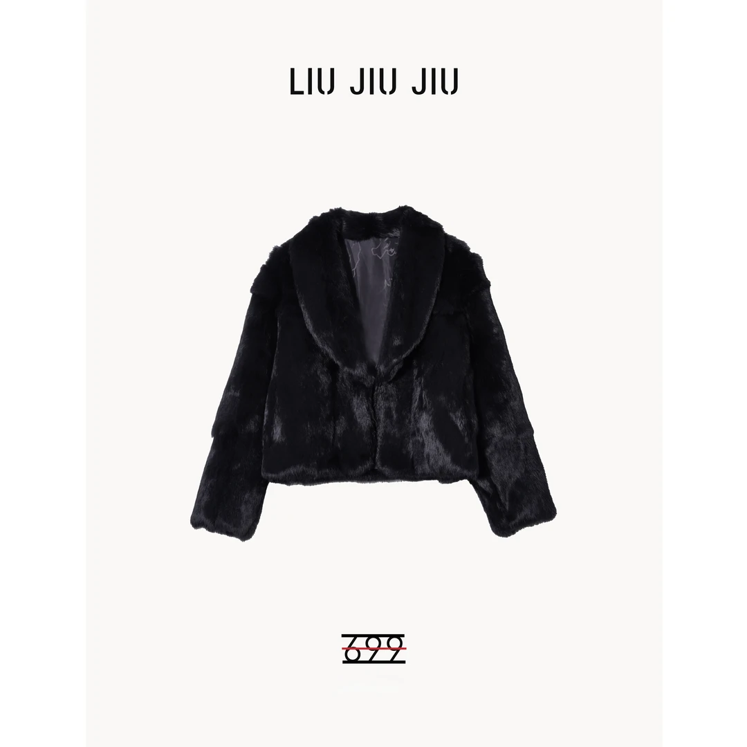LIUJIUJIU 法式千金赫本风冬季草兔皮毛高级感轻奢短外套WT4997L