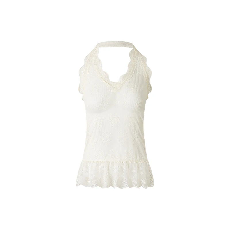 LUHE【慕斯奶霜】静奢法式浪漫蕾丝挂脖内搭吊带