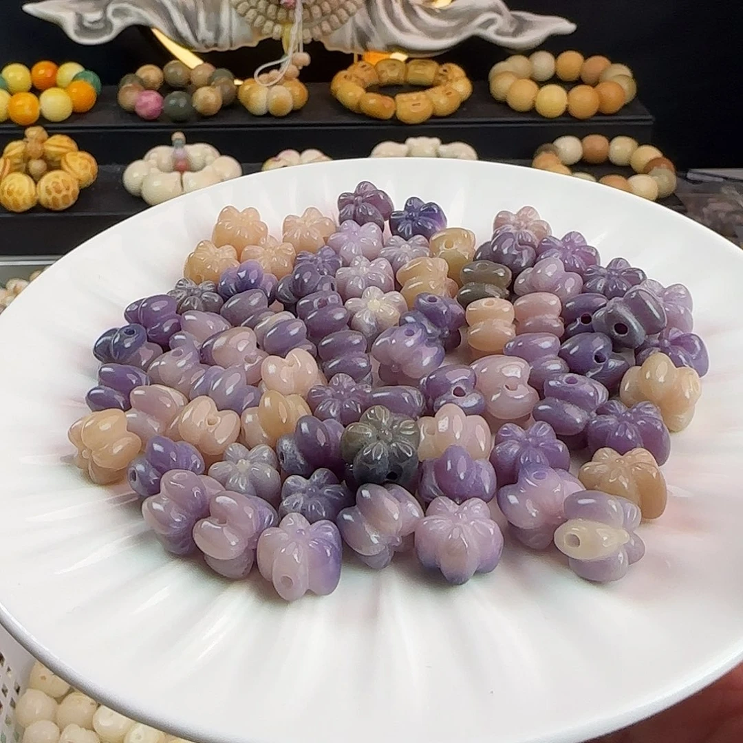 吊坠菩提根/象牙果卡12紫色五瓣花100颗