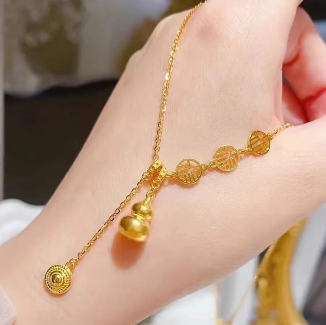 铜合金项链 三生福流苏葫芦项链锁骨链项链