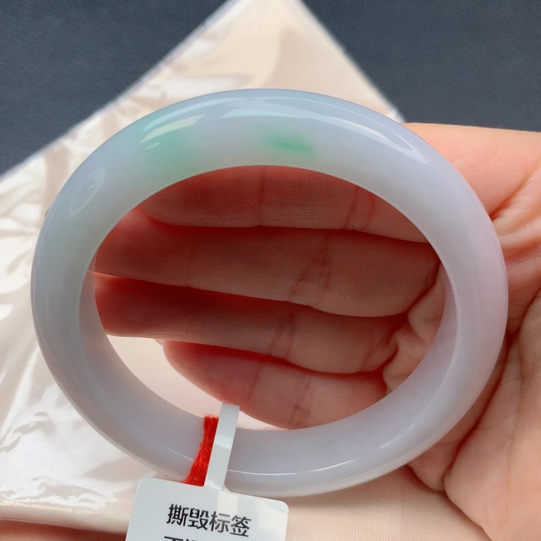翡翠未镶嵌手镯56-57胶润春彩
