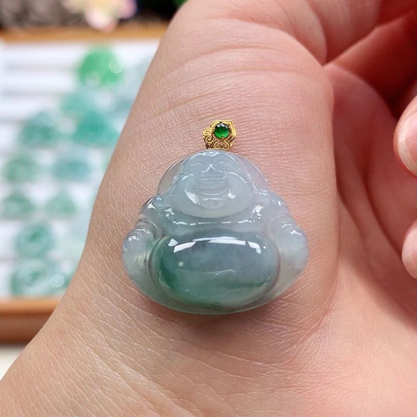 【闪购商品】翡翠18K金镶嵌吊坠(赠链)