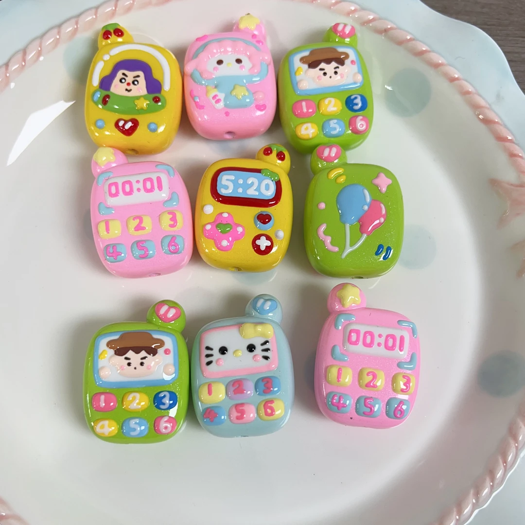 [1-9】手工diy配件 手工串珠 手机链 包包链 亚克力 树脂 手绘娃