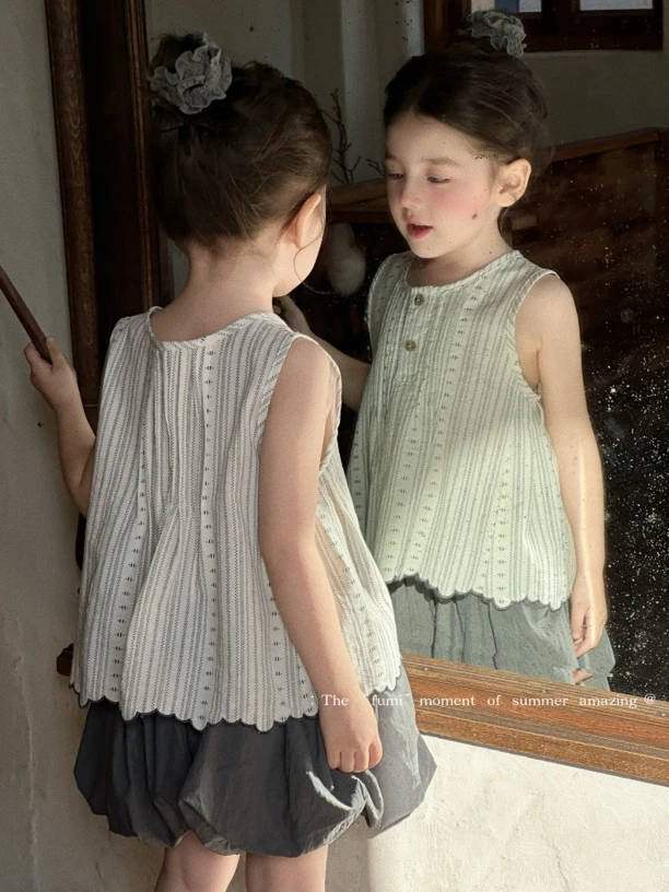 休闲女宝宽松无袖薄款短款春夏2025新款甜美链接no退no换看好拍