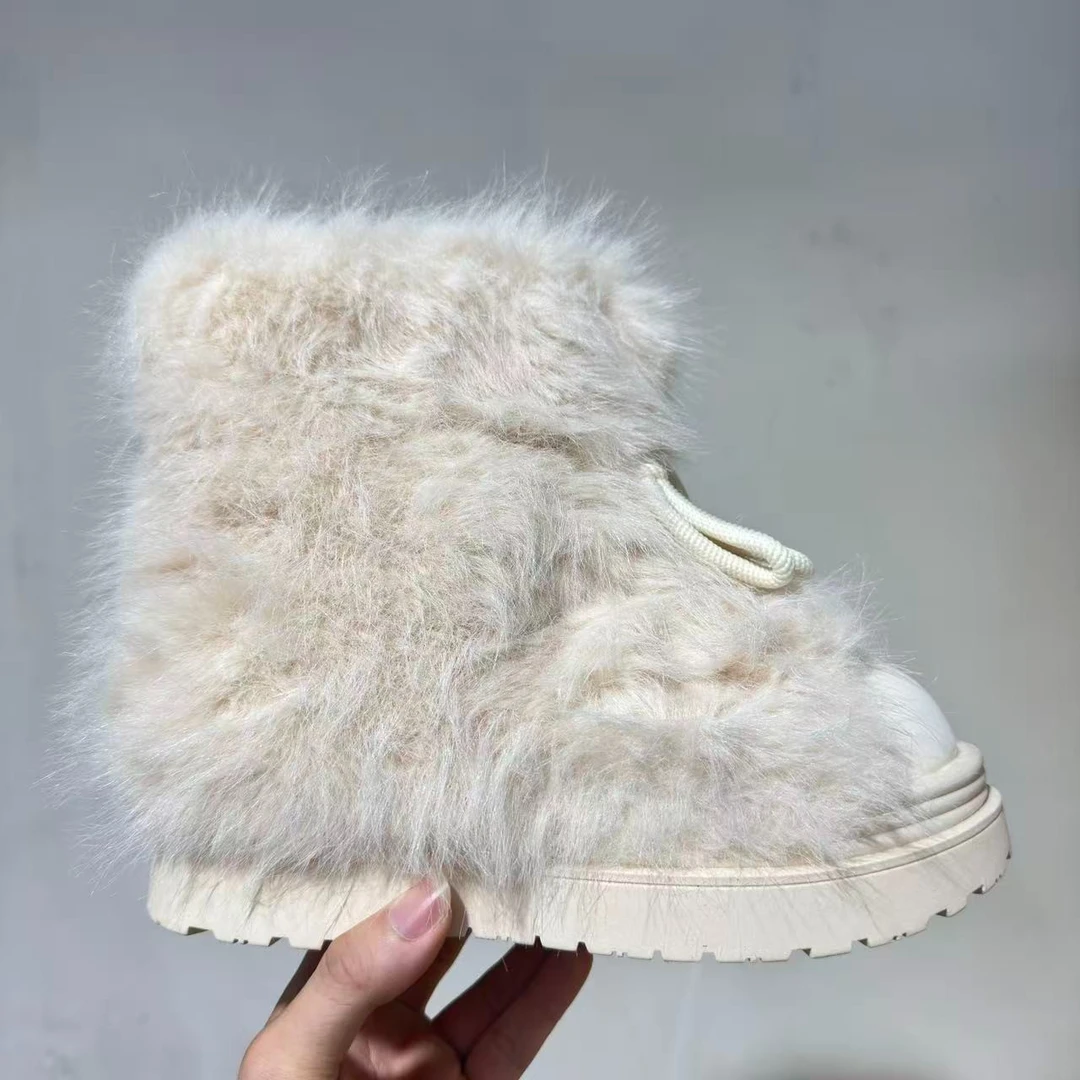 毛毛时尚雪地靴厚款保暖冬季民族风白色潮流时尚女鞋