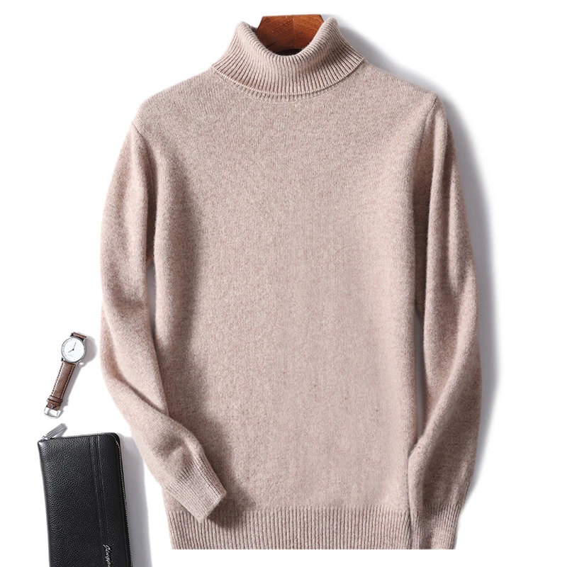 秋冬男士加厚高翻领羊毛衫套头纯色宽松百搭时尚针织打底衫