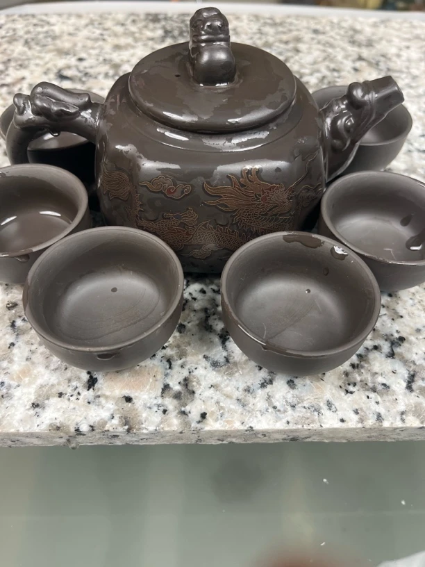 四方龙凤一壶六杯