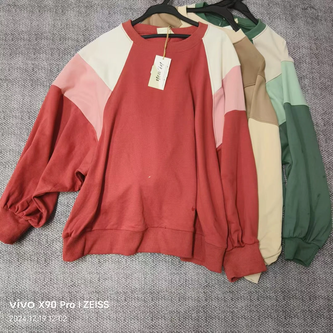 唯琳剪标 4仓T1-5-1866款 圆领拼色休闲卫衣