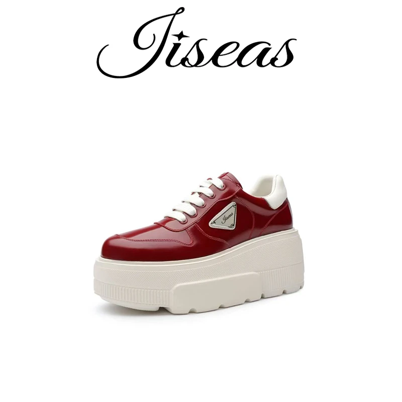JISEAS 2025春季新款韩版休闲百搭小白鞋厚底增高小白鞋15A3003