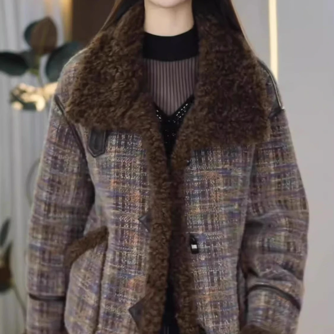 加绒时尚休闲高档外套2025新款显瘦加厚洋气外套冬季妈妈保暖上衣