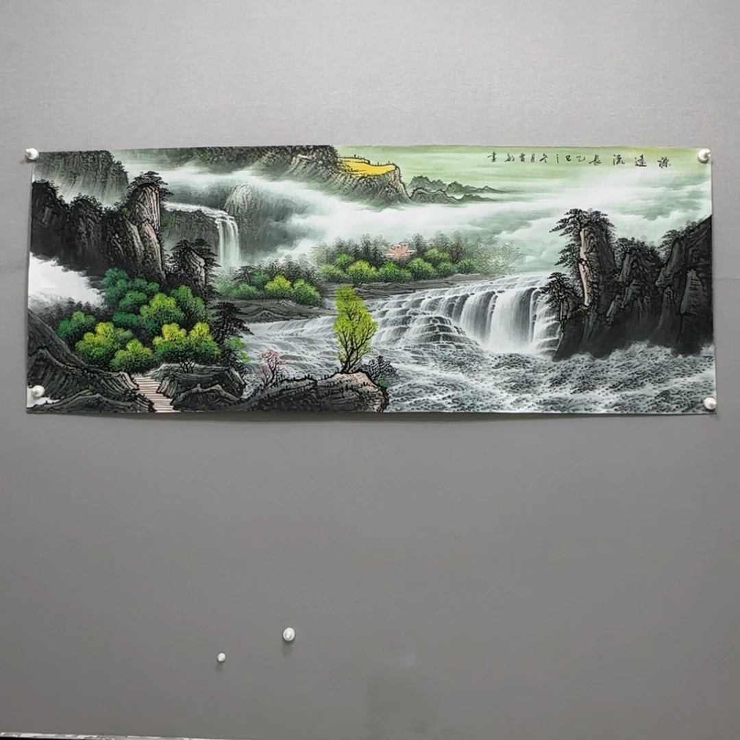 国画横幅六尺精品山水贾敏