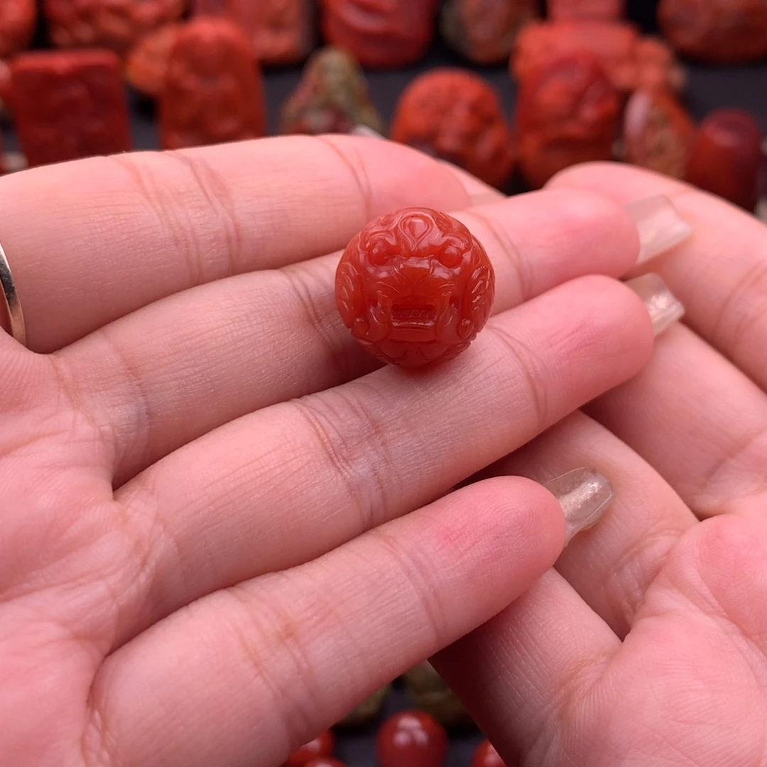南红玛瑙南红保山货头吞金兽16.3mm未镶嵌