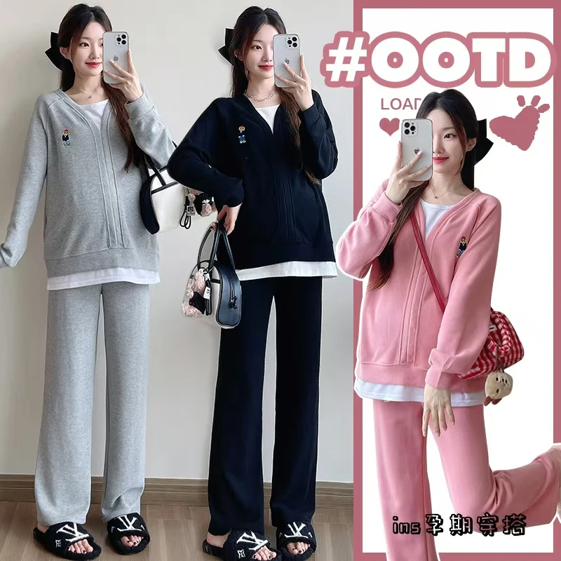 【孕装新款】孕装孕期孕妇装两件套装早春款时尚宽松显瘦洋气减龄