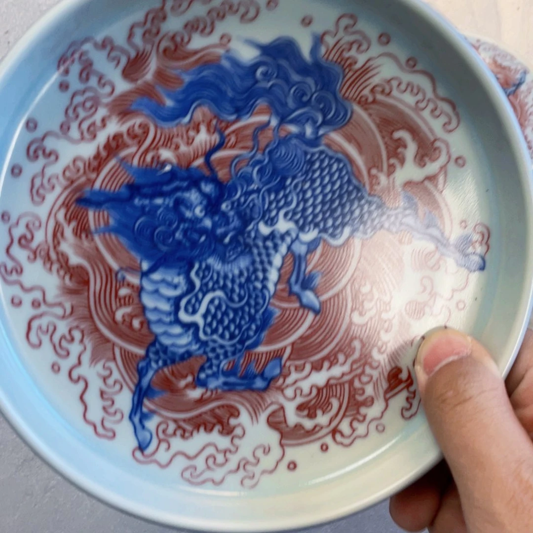 瓷片麒麟踏浪五件套