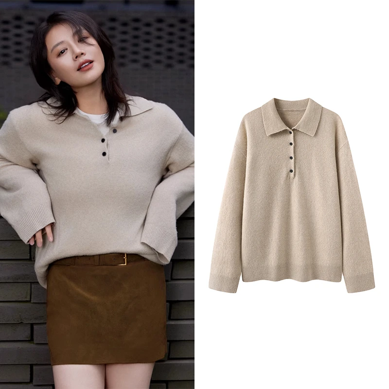 【M】【马思纯同款】针织衫2025春新品羊毛山羊绒桑蚕丝K5025