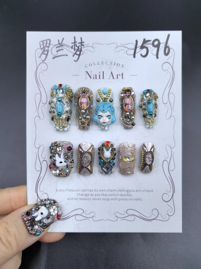 安夏 罗兰梦 长梯 纯手工穿戴甲10片重工华丽娃娃款