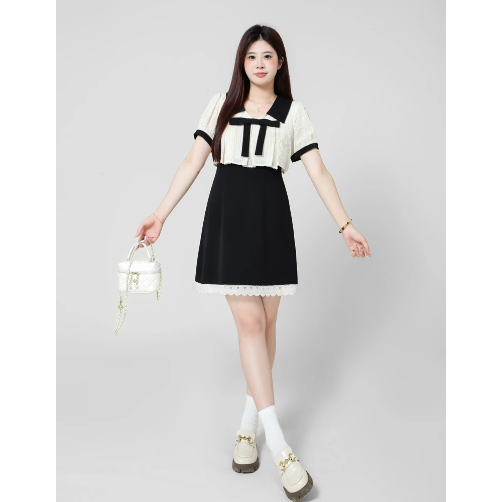 琦琦微胖定制~胖mm遮肚气质显瘦大码女装短袖连衣裙DM691