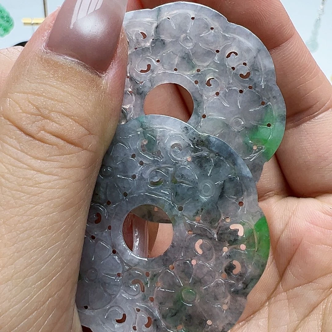 未镶嵌翡翠耳饰如*纹天然缅甸A货翡翠
