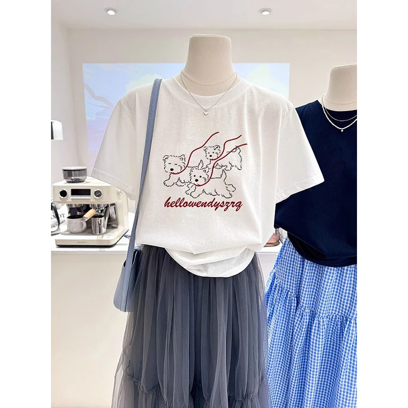 显瘦t恤半袖女2025新款高级感夏季慵懒风宽松特大码胖mm短袖