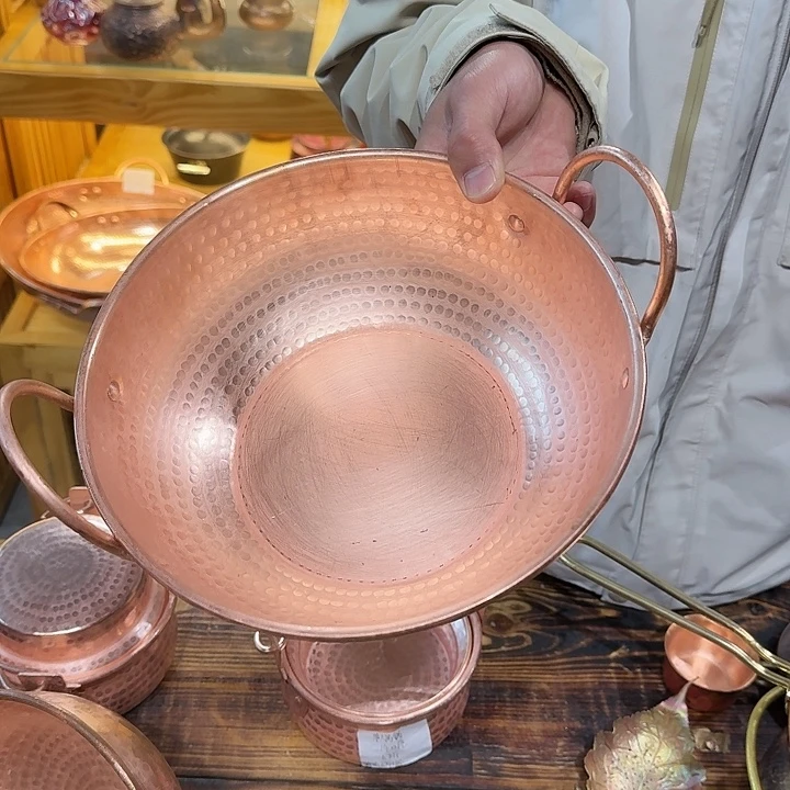 紫铜手工制作双耳锅23口径带磁板
