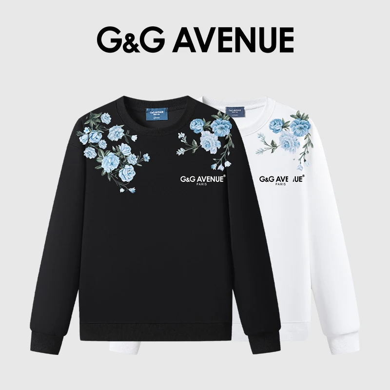 法国G&G AVENUE秋季新款上衣时尚宽松圆领印花卫衣男款-GW2523111