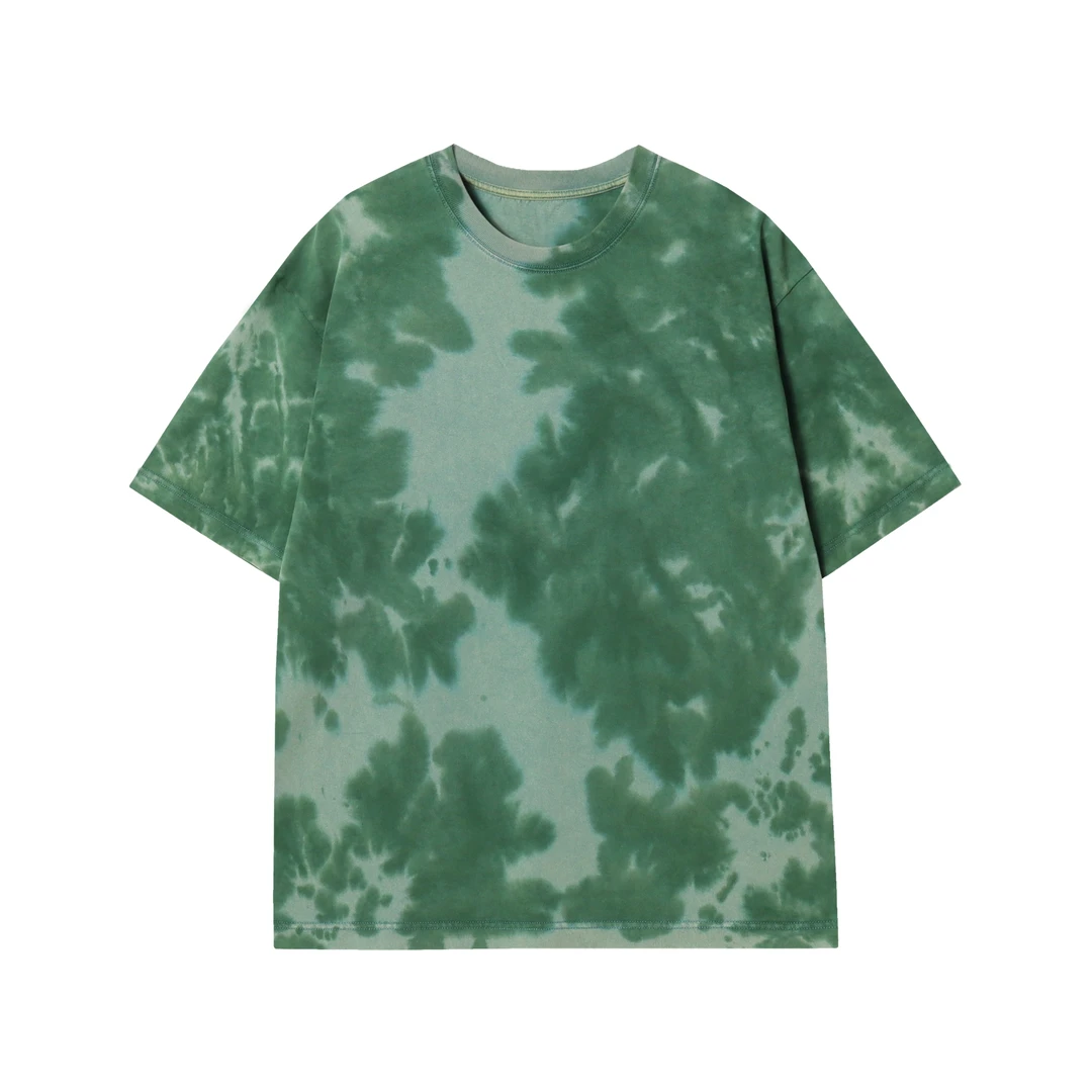 Z241801夏季潮牌扎染短袖时尚男女圆领百搭T恤宽松休闲潮流上衣