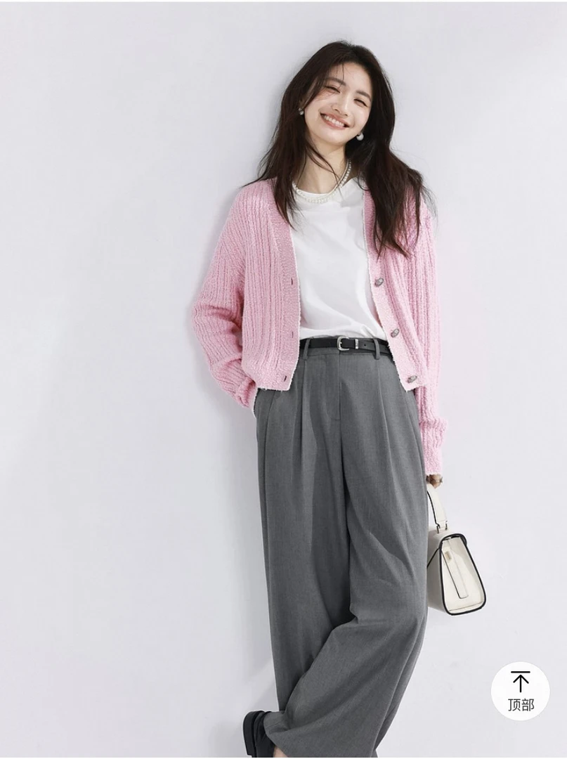 4811/伊～千金风粉色花纱独特高级感气质百搭针织外套