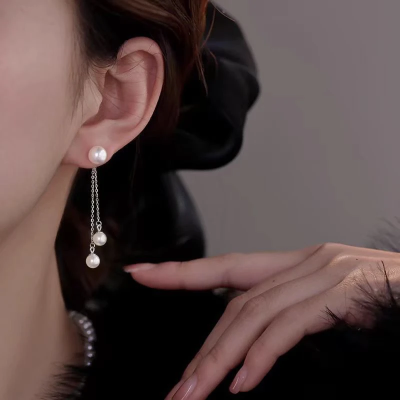 925银耳饰 925银流苏耳环个性百搭银耳环轻奢气质一款两戴