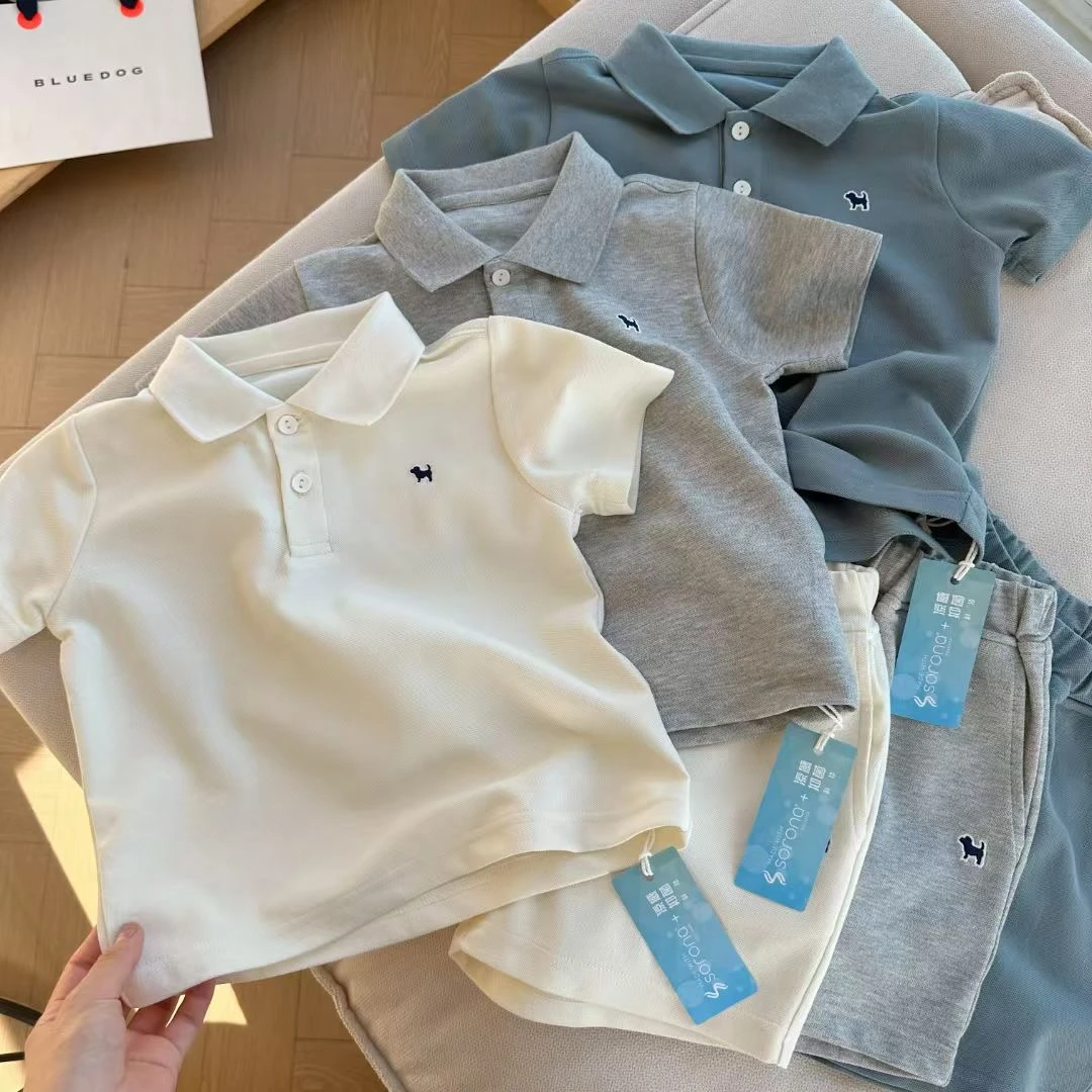 E33 凉感面料！儿童夏季套装 清凉舒适珠地棉短袖短裤两件套