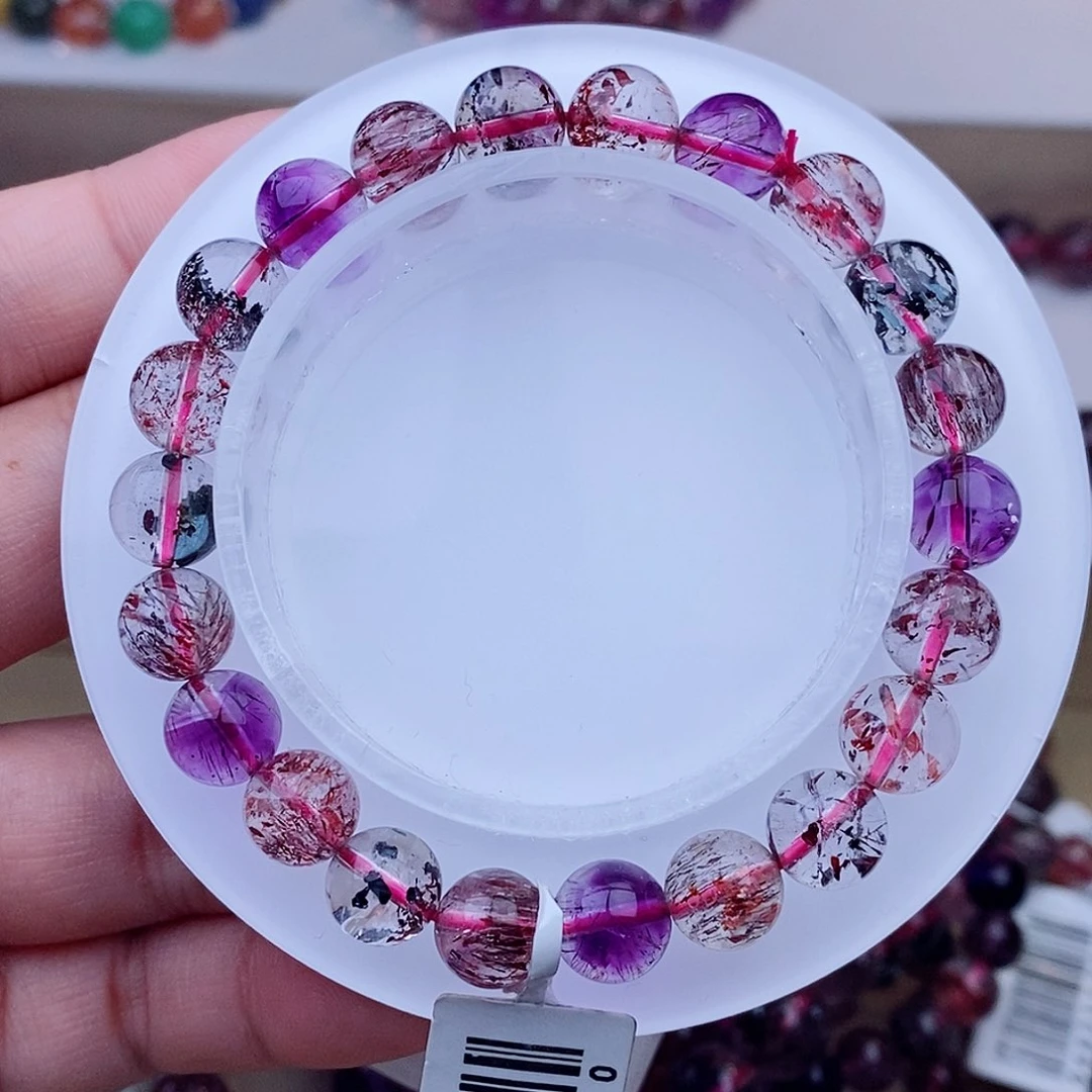 未镶嵌手链水晶黑加侖超七8+m