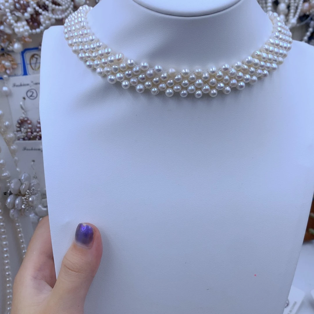 颈饰银S925镶嵌淡水珍珠千*