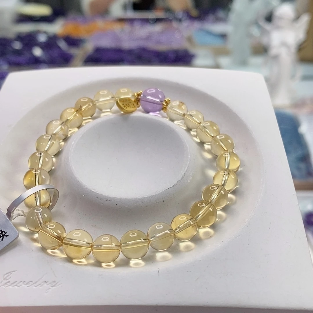 未镶嵌手链水晶巴西黄水紫水7m diy