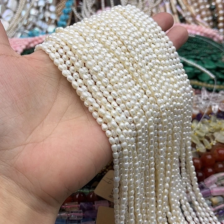 玛瑙/玉髓未镶嵌珠宝半成品一条3.5mm左右米珠珍珠