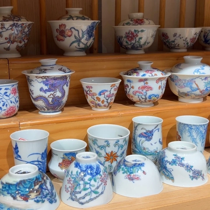 手绘斗彩茶具专区