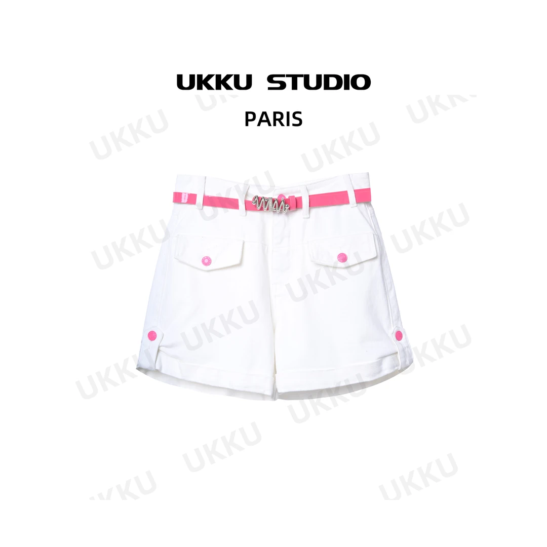 秀秀【UKKU STUDIO】小众设计师时尚白色百搭短裤女士显瘦212068