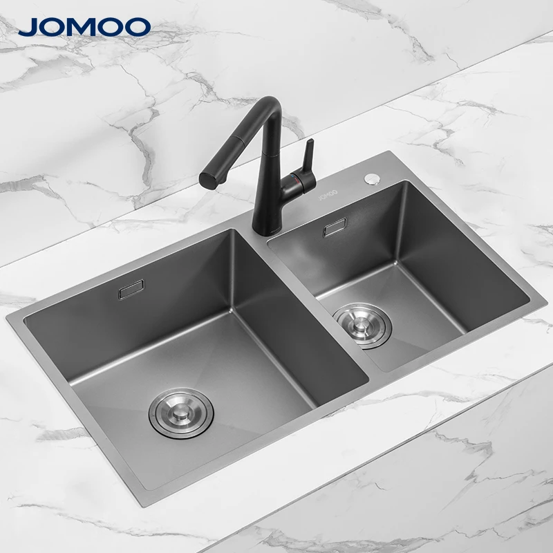 JOMOO/九牧厨房双水槽家庭多功能手工槽分区冲洗纳米抗刮抗油无菌