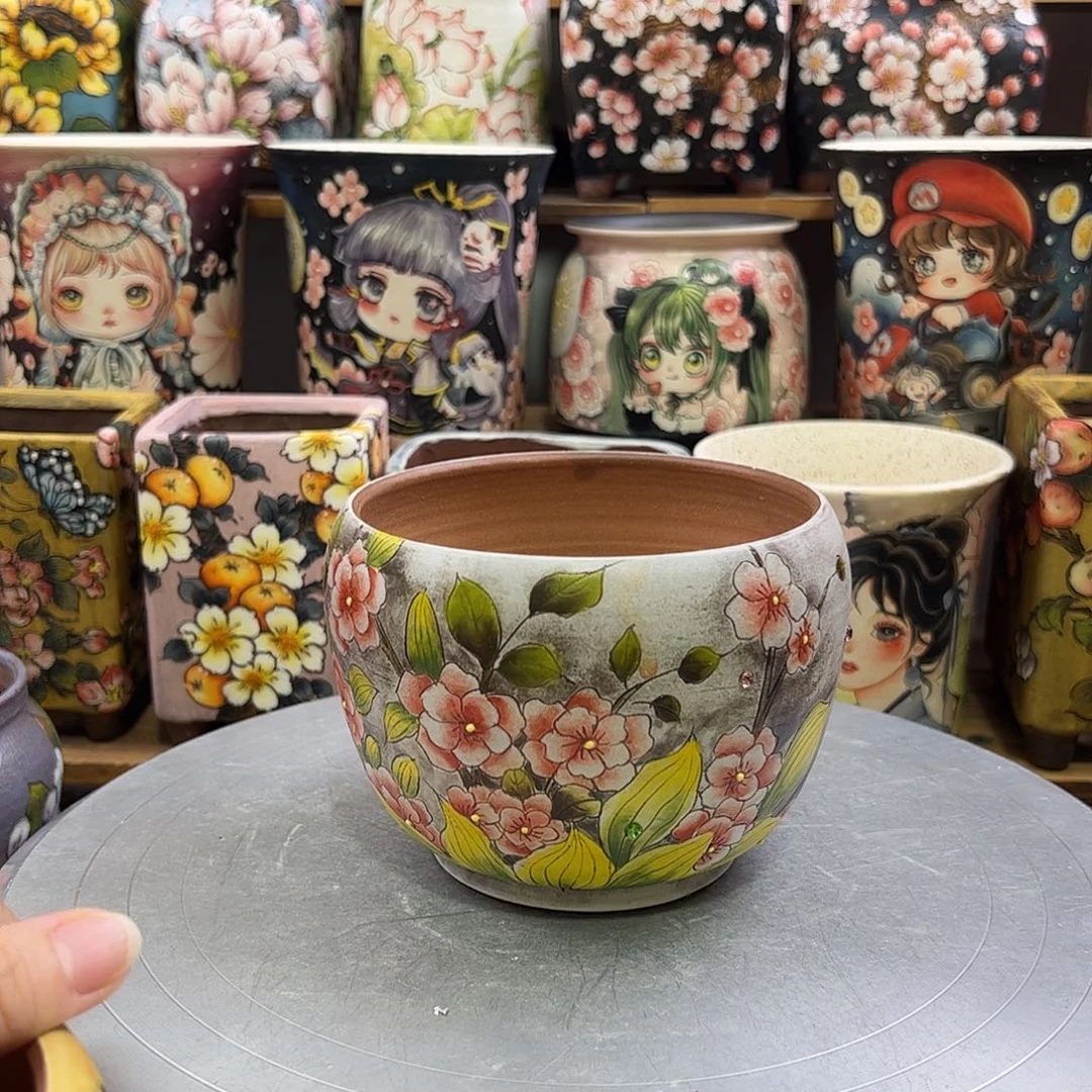 景德镇炫彩手绘口10.5高10