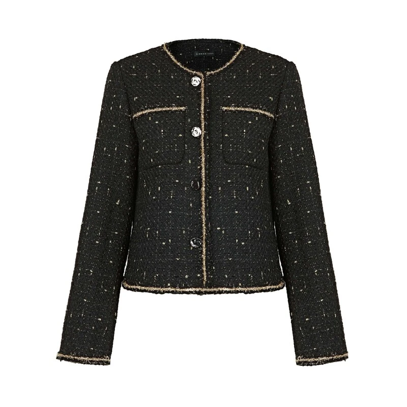 【粉丝专享】圣迪奥小香风撞色肌理毛呢短款外套S233Z2241