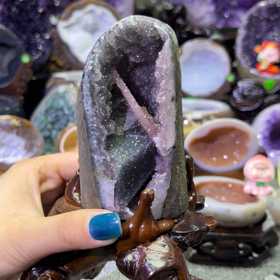 摆件未镶嵌紫晶彩晶晶镇