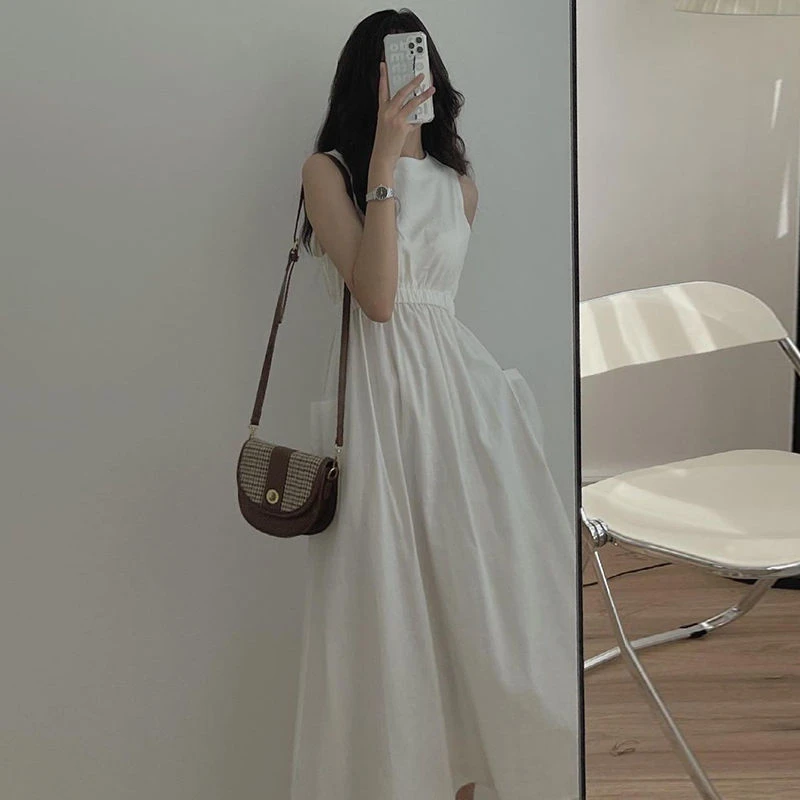 春夏季修身显瘦背带无袖背心裙打底连衣裙大码女装