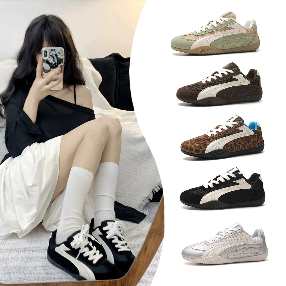 原创情侣赛车鞋平底德训鞋女2025新款夏季网面透气运动休闲鞋男潮