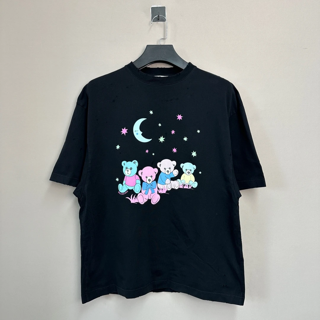 未使用 Balenciaga/巴黎世家 月亮小熊破坏短袖/XS码/价4300