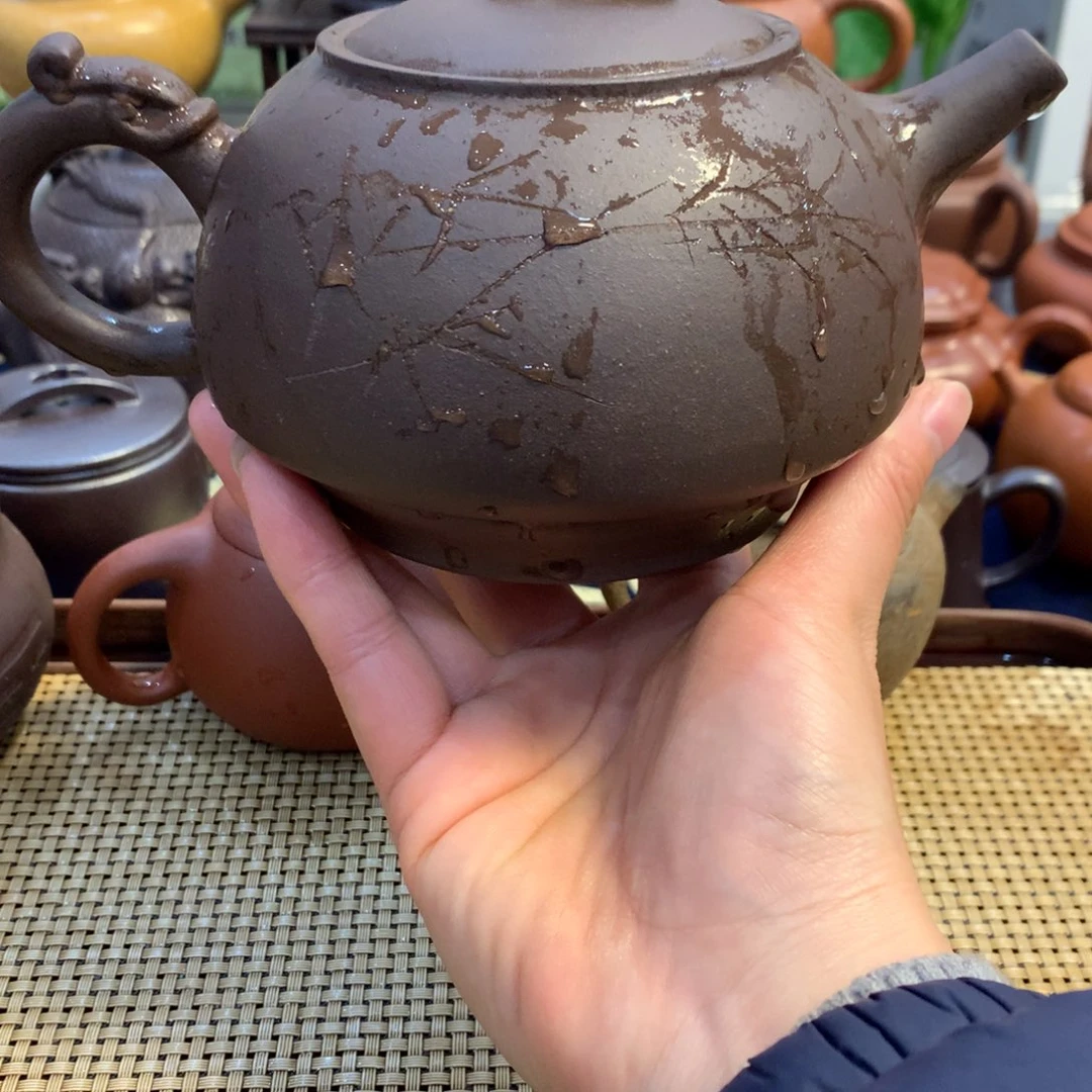 茶壶紫砂宜兴原矿紫米430cc