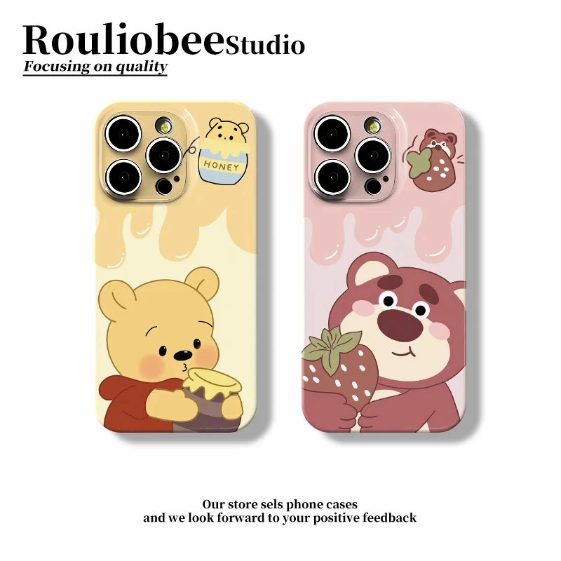 欧克里里奶油维尼草莓熊适用苹果16菲林手机壳华为vivo小米oppo套